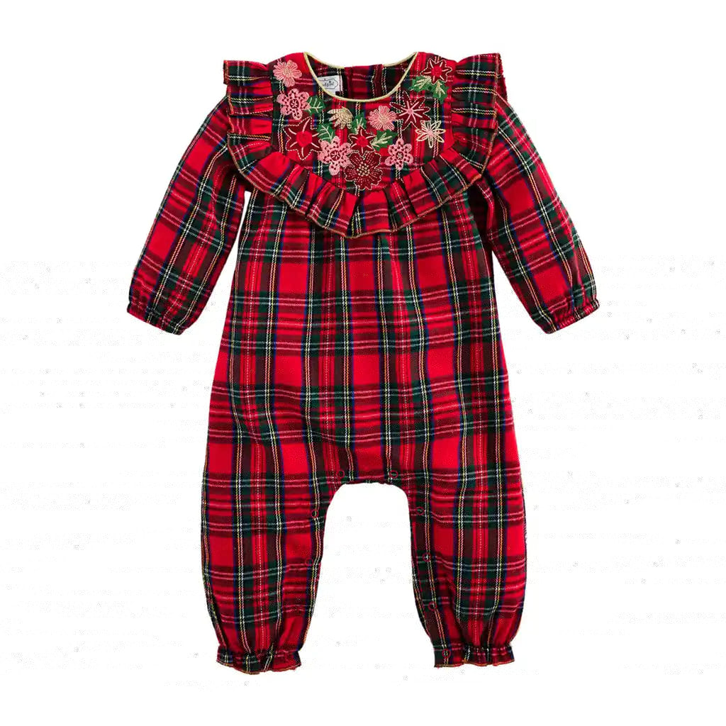 Mud Pie Tartan Floral Onesie | newcondosarlington