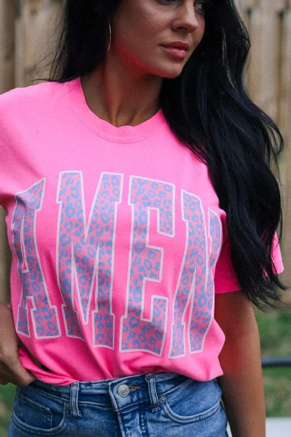 Amen Neon Pink Graphic Tee | newcondosarlington