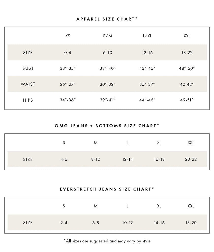 Coco+Carmen Size Chart | newcondosarlington