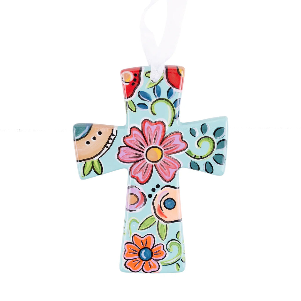 Turquoise Floral Cross by Callie Ann Stelter | newcondosarlington