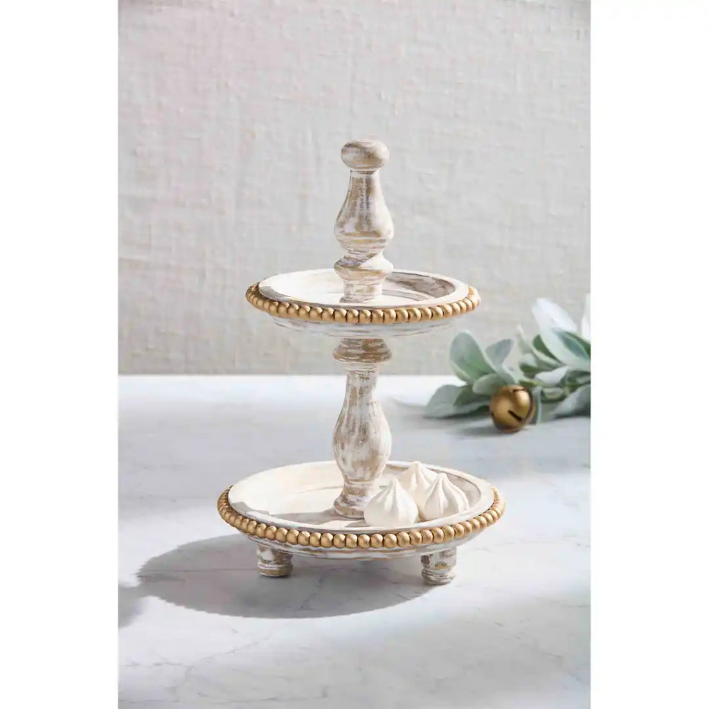 Mud Pie Mini Gold Bead Tiered Server | newcondosarlington