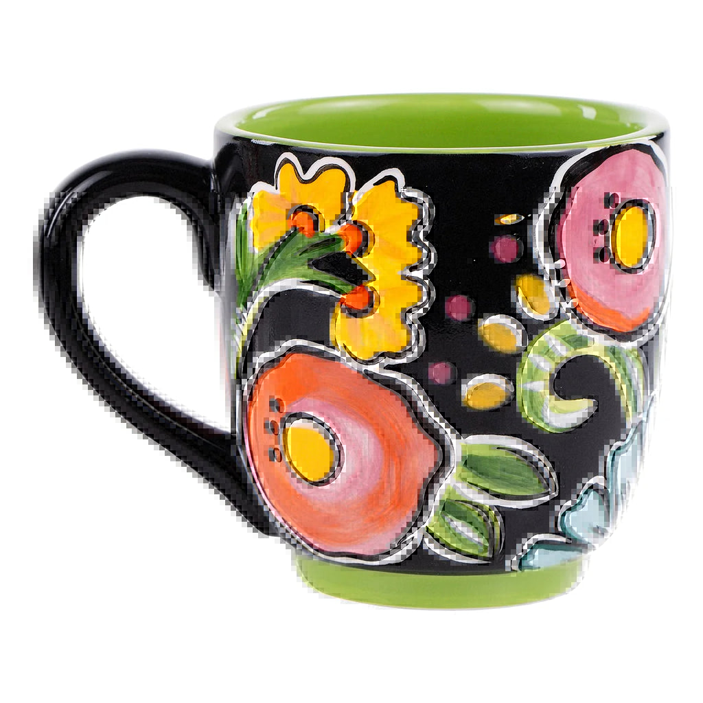 Black Floral Mug | newcondosarlington