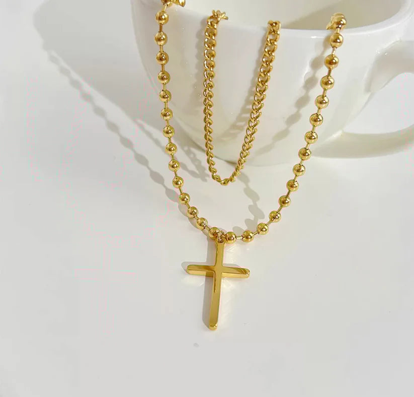 Dainty Layered Cross Necklace | newcondosarlington