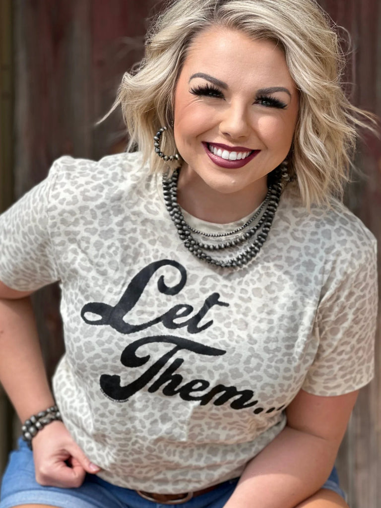 Let Them Graphic Tee Natural Leopard | newcondosarlington